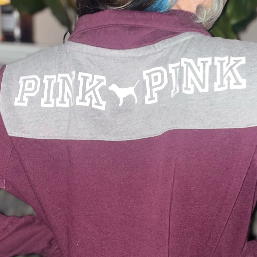 “PINK” Maroon Mock Neck Sweater - Picture 3 of 3
